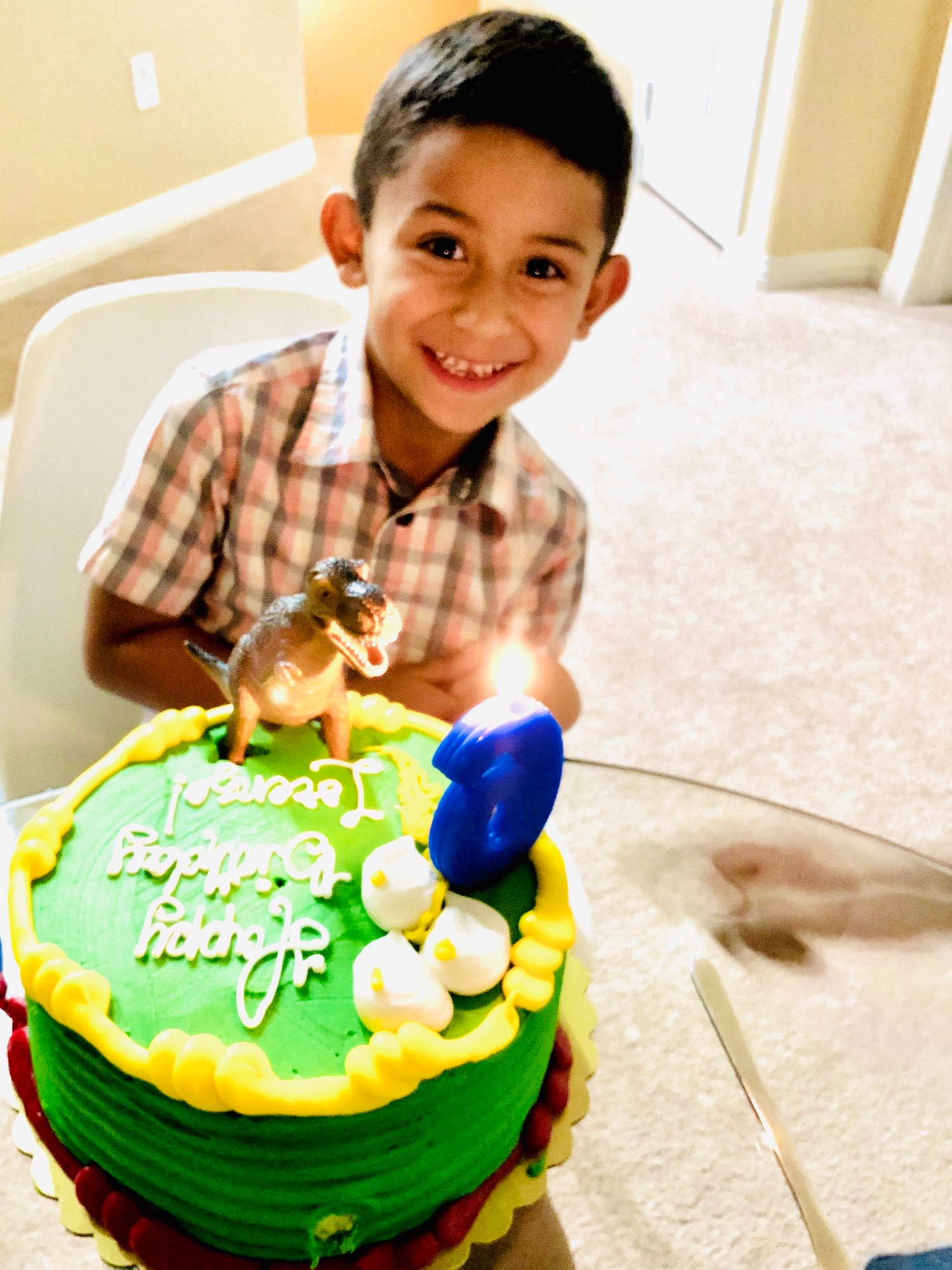 Happy kid celebrating his birthday.