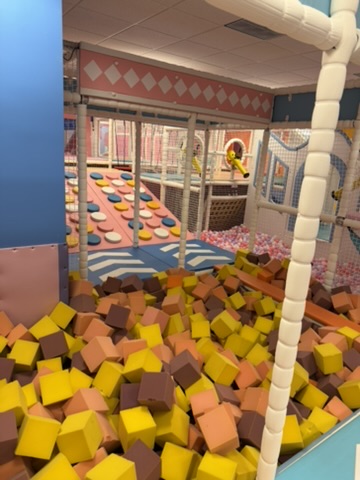 Foam block pit in the toddler play area at Go Bonkers in Aurora