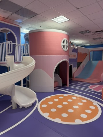 Ball pit and slide for rainy day and snow day play at Go Bonkers in Aurora